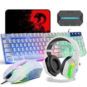 Mamba snakeゲーミングキーボードマウスヘッドホンコンバーターセット USBメンブレン式 有線 防水多機能マルチメディアキー 2400DPI調