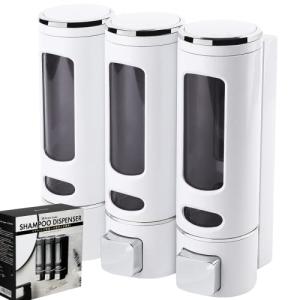 PrimeCode シャンプーディスペンサー 大容量380ml マグネット で簡単設置 壁掛け シャンプーボトル 横押しでズレにくい 3本セット