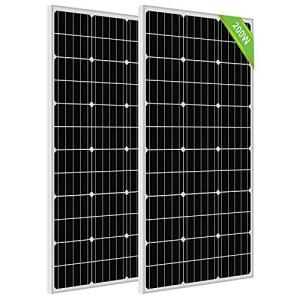 ECO-WORTHY ソーラーパネル200W = 100W 単結晶 2枚   毎日の発電量は約0.8kwh/ラージサイズ フルパワー