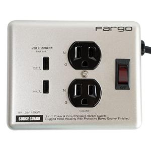 Fargo 電源タップ AC2個口 3.4A USB2ポート急速充電 DIY メタリック スチール アイアン おしゃれ ミニマリスト インテリア