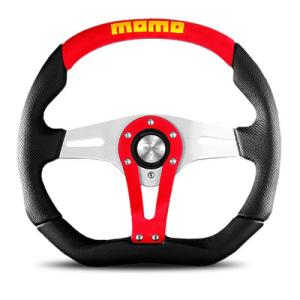 【正規品】モモ MOMO ステアリング TREK トレック レッド 350mm ブラックレザー T-...