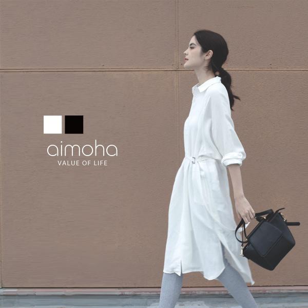 シャツワンピース テンセル シャツ ワンピース シンプル ロングシャツ 通勤