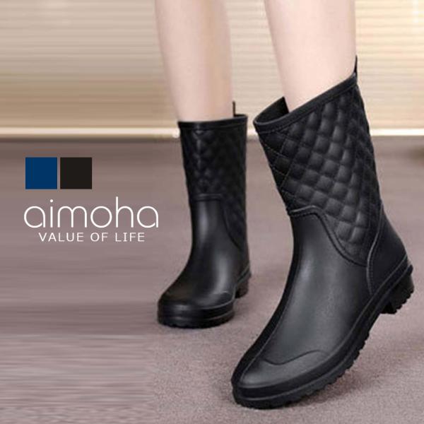 レインブーツ レディース ショート ミドル ミドル丈 おしゃれ 通勤 キルティング 可愛い 靴 軽量...