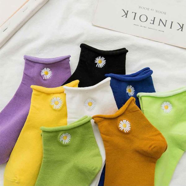 靴下 レディース くるぶし おしゃれ かわいい 綿 綿混 ソックス 暖かい 無地 マーガレット お花...