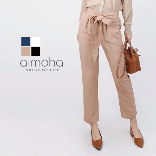 パンツ テーパードパンツ 麻 リネン フロントリボンリネンパンツ レディース 春 春服 通勤 仕事 ...