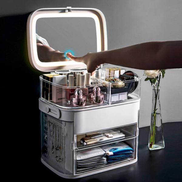 メイクボックス大容量コスメボックスメイクミラー太陽光ボックスメイクケース収納