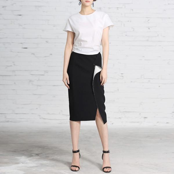 ペンシルラップスカート ラップスカート レディース ペンシルスカート タイトスカート バイカラー 無...
