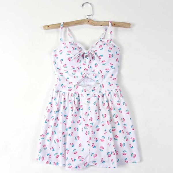 【残り僅か！】ワンピース 水着 チェリー さくらんぼ フレア フロントリボン レディース 体系カバー...