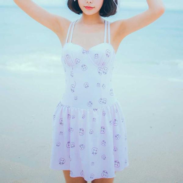 【残り僅か！】ワンピース 水着 総柄 フレア レディース 体系カバー スイムウェア 海 リゾート 送...