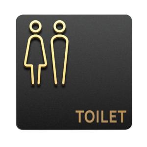Gloteki トイレサイン ユニセックス 15x15cmプレート ゴールド アクリル製 トイレ標識 おしゃれ 貼付け 男女 お手洗い表示