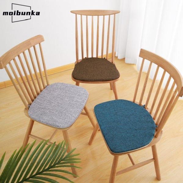 ダイニングチェアひも付き 馬蹄形 シートクッション 食卓椅子用座布団 すべり止め付き 洗える 椅子用...
