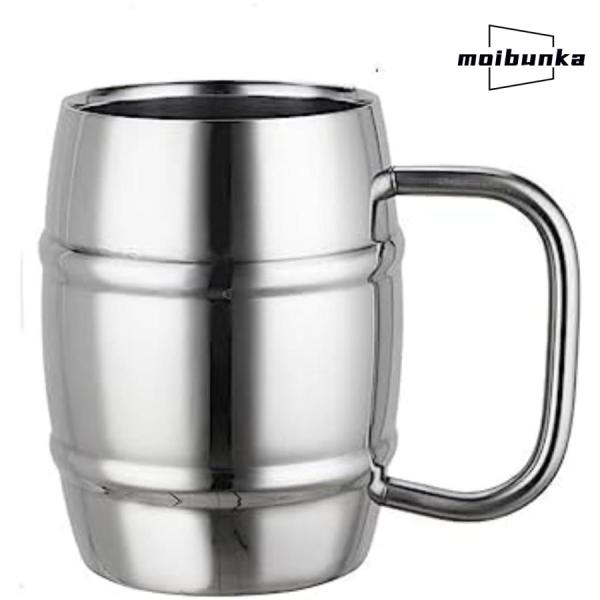 ビールジョッキ?酒杯 ダブルジョッキ スタイリッシュ 男性ビールグラス真空二重構造、保温?保冷、ステ...