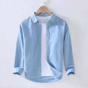 麻混 メンズ 麻 夏服 長袖シャツ メンズシャ...の詳細画像2