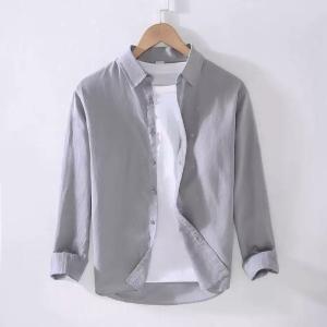 麻混 メンズ 麻 夏服 長袖シャツ メンズシャ...の詳細画像3