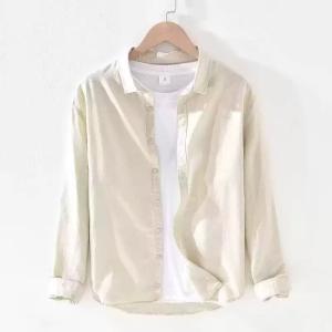 麻混 メンズ 麻 夏服 長袖シャツ メンズシャ...の詳細画像5