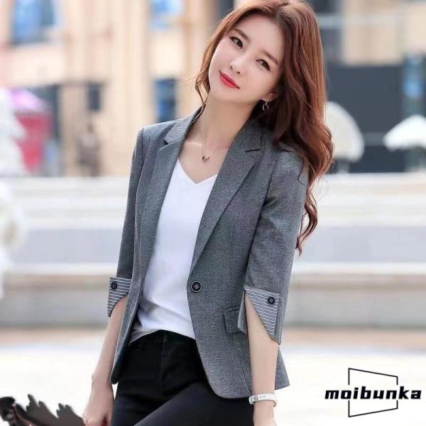 サマージャケット レディース 七分袖 薄手 リネンジャケット 夏 麻 綿麻 テーラードジャケット ク...