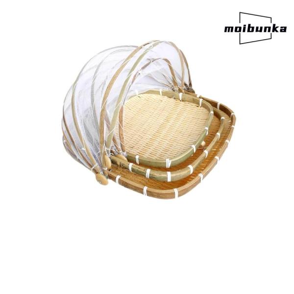 竹ざる 梅干し干し用 ネット付き 2個セット 3個セット 可動式フタ（防塵?防虫）天然竹製 水切りザ...