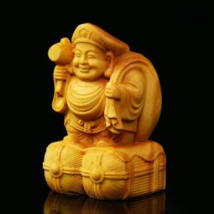 木彫りの仏像 大黒天 置物 (高さ6cm×巾3...の詳細画像1