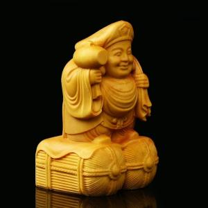 木彫りの仏像 大黒天 置物 (高さ6cm×巾3...の詳細画像2