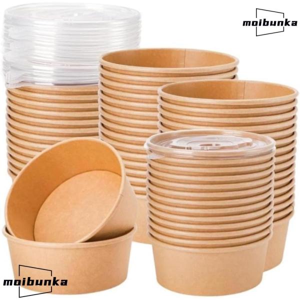 紙ボウル クラフト紙ボウル 使い捨て紙サラダボウル 使い捨てスープサービングボウル 外出用食品容器 ...