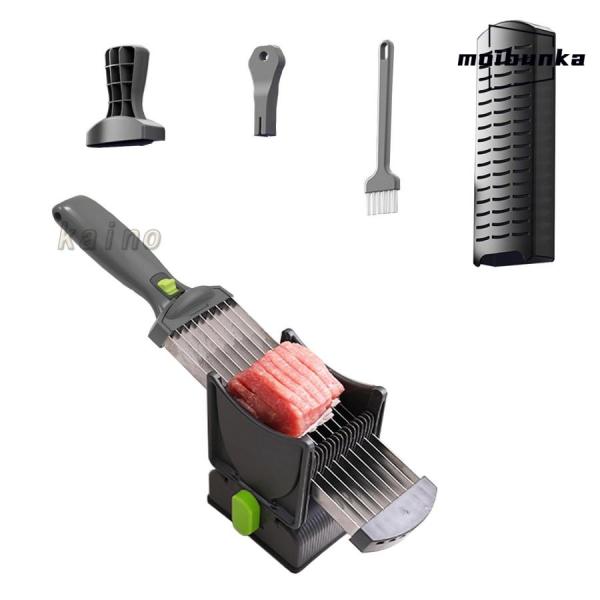 ミートスライサー 手動スライサー 肉の下ごしらえ ステンレス製 2mm 4mm 刃のセット 薄切り ...