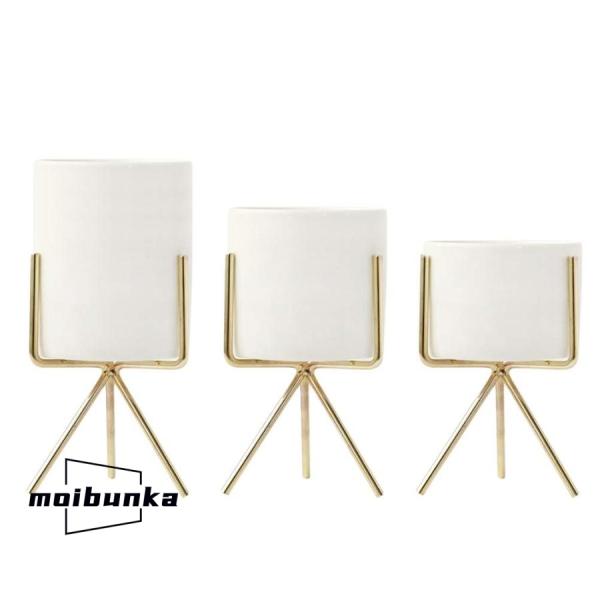 プランタースタンド フラワーラック 鉢スタンド 植木鉢付き アイアン おしゃれ インテリア ゴールド...