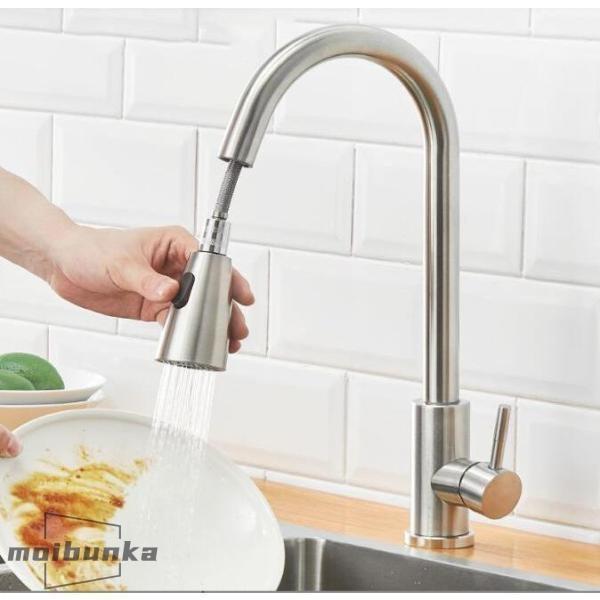 キッチン水栓 シャワー 混合水栓 キッチン用水栓 伸縮ノズル ハンドシャワー 混合栓360°引き出せ...