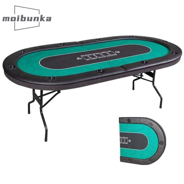 折りたたみ式 10人用 ポーカーテーブル カジノゲーム テキサス カップホルダー付き ホールデムサイ...