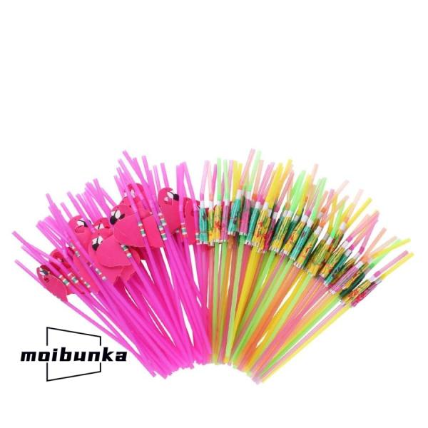 ストロー 使い捨て 100本入り 傘 ロングストロー 23.8cm 長い 曲がるストロー 3Dフラミ...