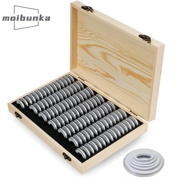 コイン収納ケース 木製 記念硬貨 収納ケース 100枚セット 内径30mm 30/27/25/21/...