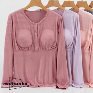 締め付けない胸パッド付き 授乳服 トップス 授...の詳細画像2