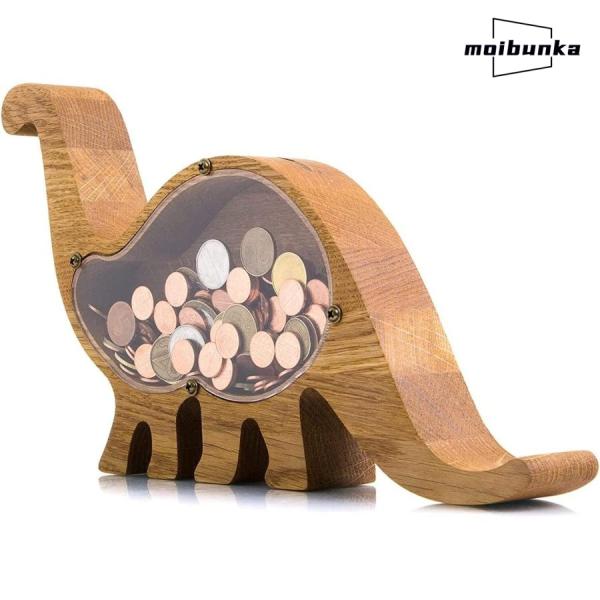 貯金箱 おしゃれ 札 貯金箱，木製パーソナライズ恐竜貯金箱の教育玩具、この貯金箱は男の子と女の子のた...