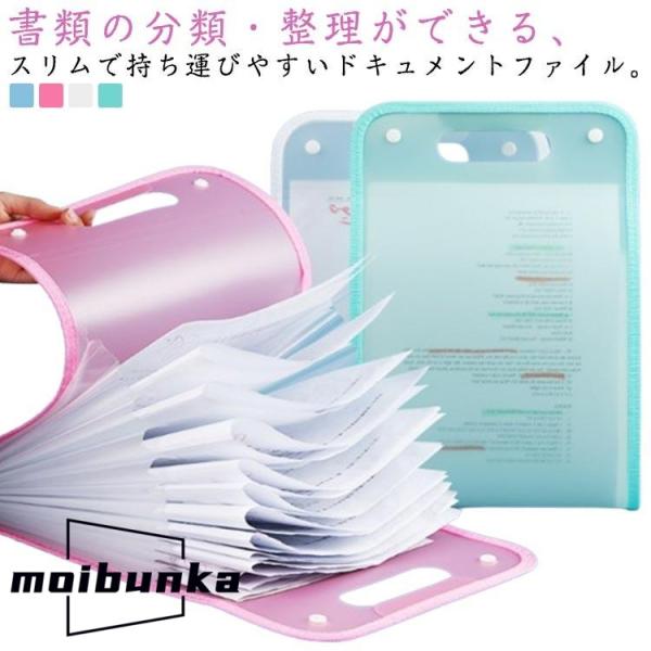 縦型 書類収納ファイル じゃばらファイル 書類保管ケース A4 ドキュメントファイル 防水 13ポケ...