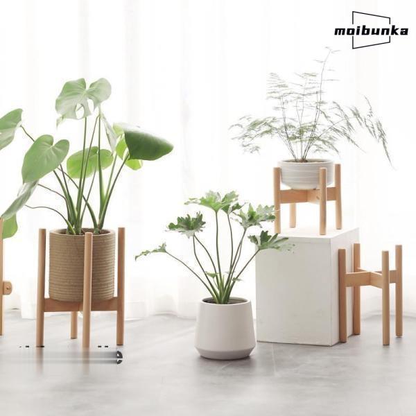 プランタースタンド 天然木 観葉植物 室内 鉢台 鉢置き台 ブナの木 植木鉢台 インテリア 十字型 ...
