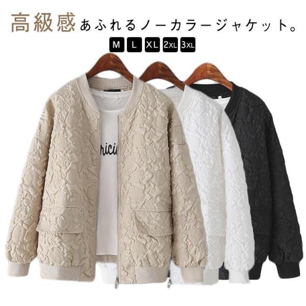 アウター ノーカラー ショートジャケット 羽織り  ライトアウター ノーカラージャケット ブルゾン ...
