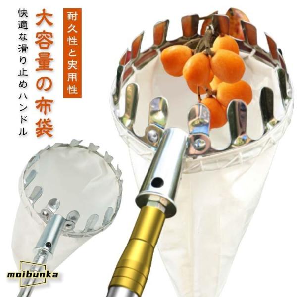 フルーツピッカー 果物収穫 果物取り 高枝取り 高枝切りばさみ ステンレス 軽量 伸縮式 高枝鋏 果...