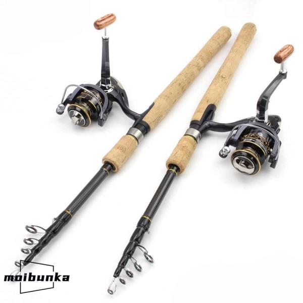 1.8m-2.7m釣り竿リールコンボ、延長木製ハンドルルアーロッドと13BBリールセット、トラウトベ...