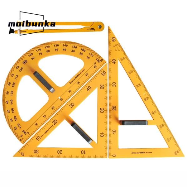 磁気教室ホワイトボード幾何学4点セット、教室学習を強化、45°三角定規、90°三角定規、分度器、多目...