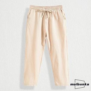 綿麻パンツ 9分丈 メンズ ボ リネンパンツ ...の詳細画像1