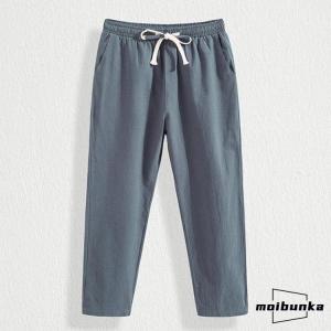 綿麻パンツ 9分丈 メンズ ボ リネンパンツ ...の詳細画像2
