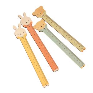 定規じょうぎ 動物 アニマル うさぎ 熊 クマ 兎 木製 4種セット ( 青 / 黄色 / 緑 / オレンジ )｜moin-moin