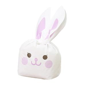 ギフトバッグ 袋うさぎ ビニール ギフト ショップ 袋 　10×17cm 50枚入 紫 笑顔 ( パープル | ニコッ )｜moin-moin