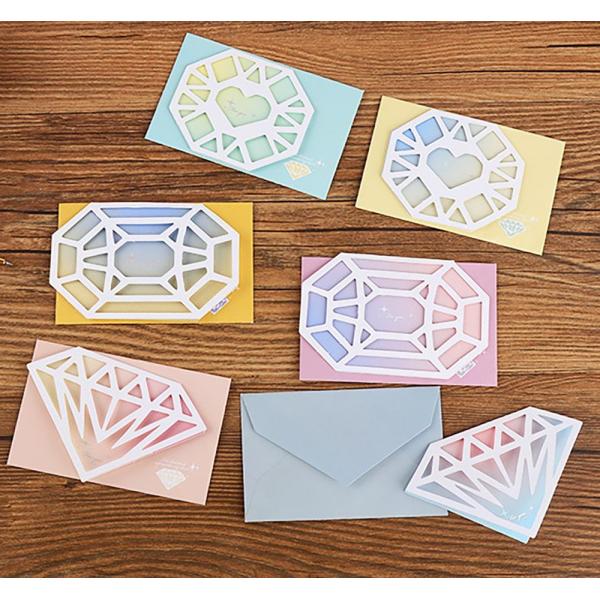 メッセージカード 宝石型 鉱石 ジュエリー 水彩 キラキラ グラデーション | カラフル 箔押し 切...