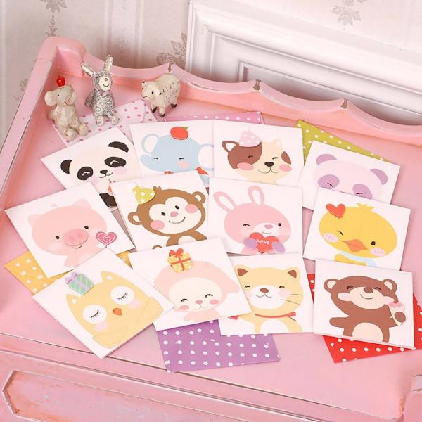 メッセージカード グリーディング にっこり 笑顔 アニマル 動物 | ミニ 小さめ 飛び出す 3D ...