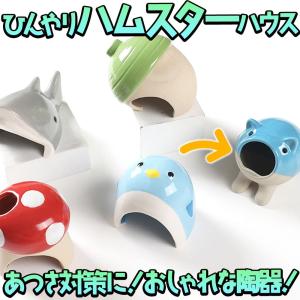 ハムスター 鳥 小動物 ハウスベッド 陶器 ひんやり　夏 暑さ 対策 涼しい 冷却 涼感 アニマル 巣 蚊取り線香 砂浴びぶた ブルー｜moin-moin