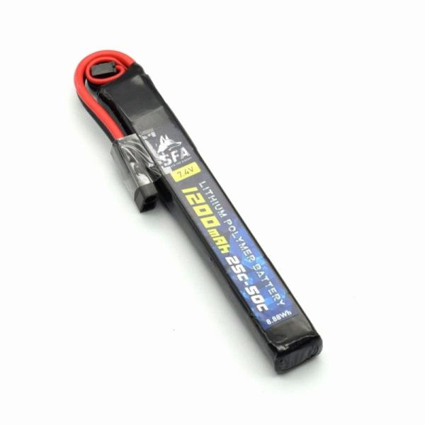 SFA製 7.4V1200mAh 25C-50C ショートスティック T字コネクターB035T