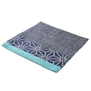 山下工芸 コースター 藍文様 麻の葉 綿100% 日本製 茶托 11x11cm