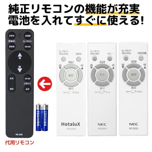 互換 NEC ホタルクス リモコン RE0206 RE0202 RE0201 電池付き LEDシーリ...
