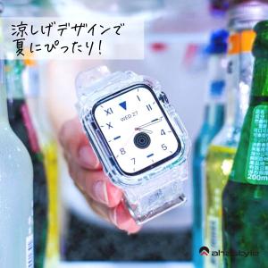 アップルウォッチ バンド クリア 透明 ベルト...の詳細画像1