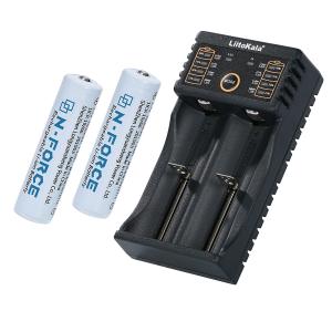 18650リチウムイオン電池+専用USB充電器セット　USBケーブル付き　18650専用　アダプター...